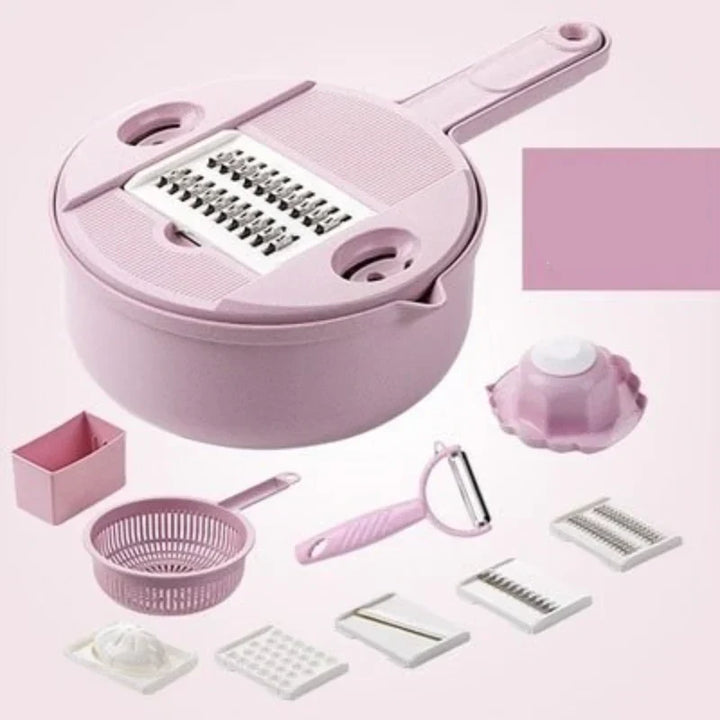 3-in-1 Multifunctional Vegetable Slicer with Sieve – Kitchen Grater for Fruits and Vegetables with Drip Tray
