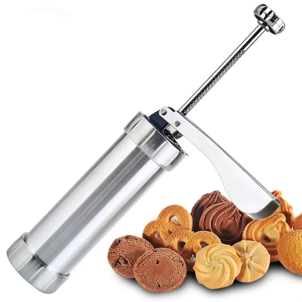 Stainless Steel Cookie Press with Interchangeable Discs for Perfect Biscuits and Pastries