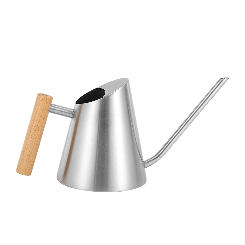Contemporary Watering Can with Wooden Handle - Elegant Plant Watering Tool for the Garden