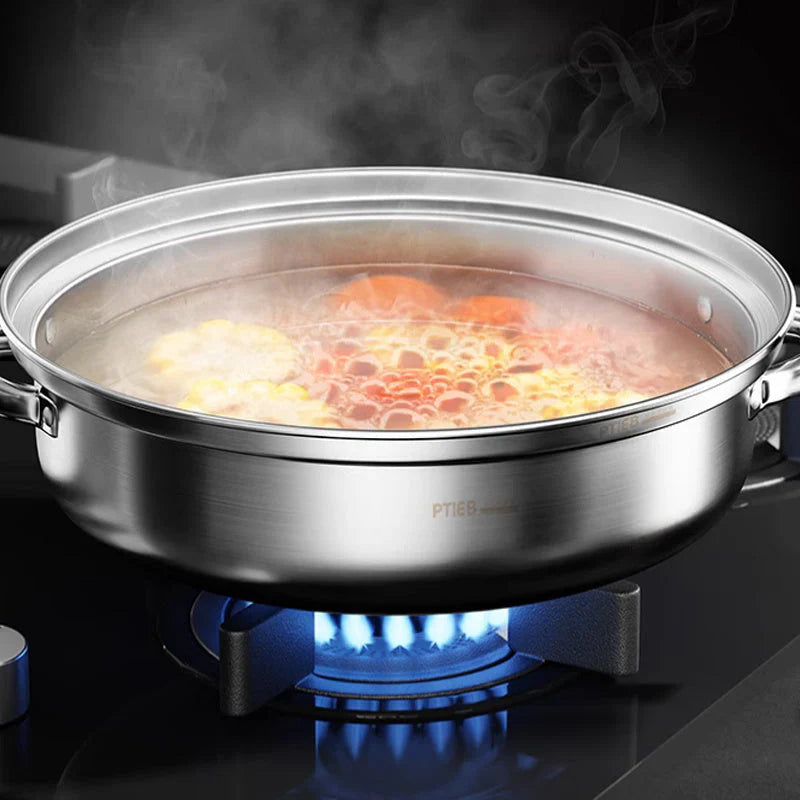 Premium 3-Tier Stainless Steel Steamer with Glass Lid and Durable Handles β Ideal for Steaming and Cooking