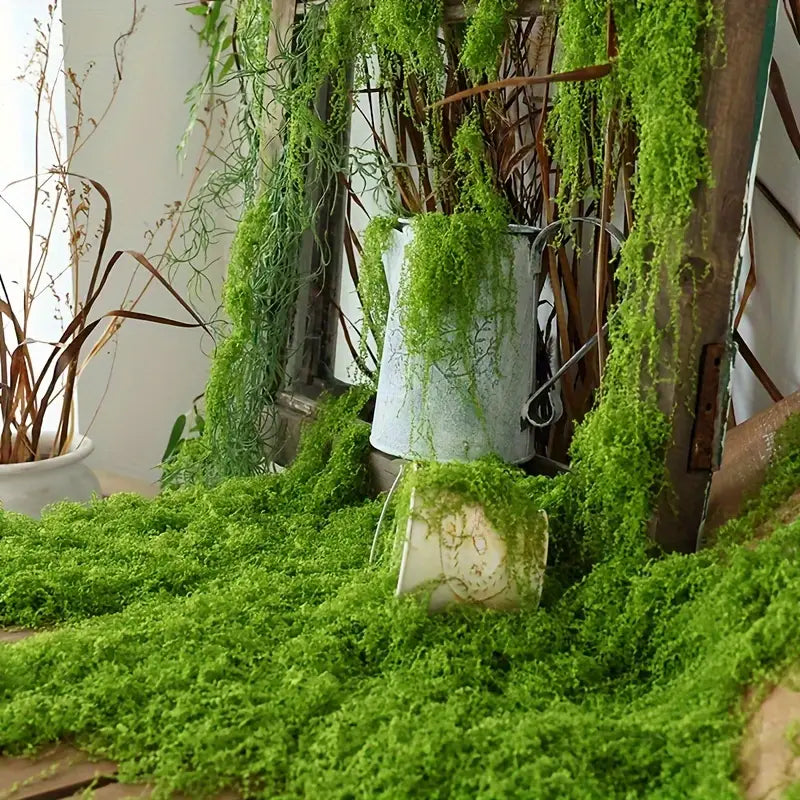 Decorative Artificial Moss with Flowers - Faux Moss for Landscaping and Floristry