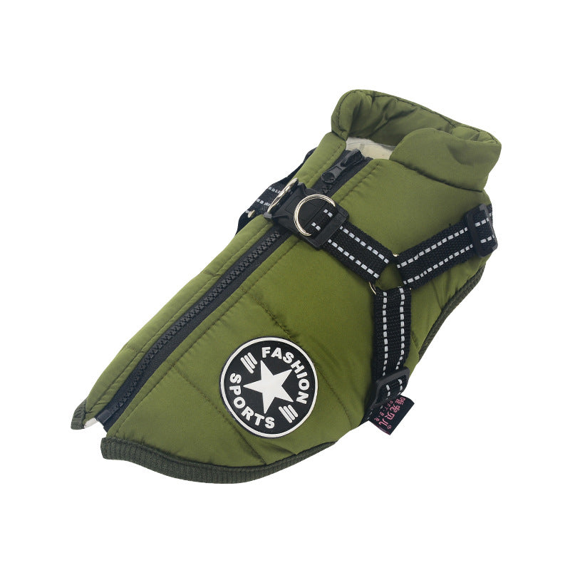 Wind- and Waterproof Jacket for Dogs with Harness