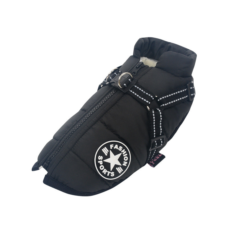 Wind- and Waterproof Jacket for Dogs with Harness