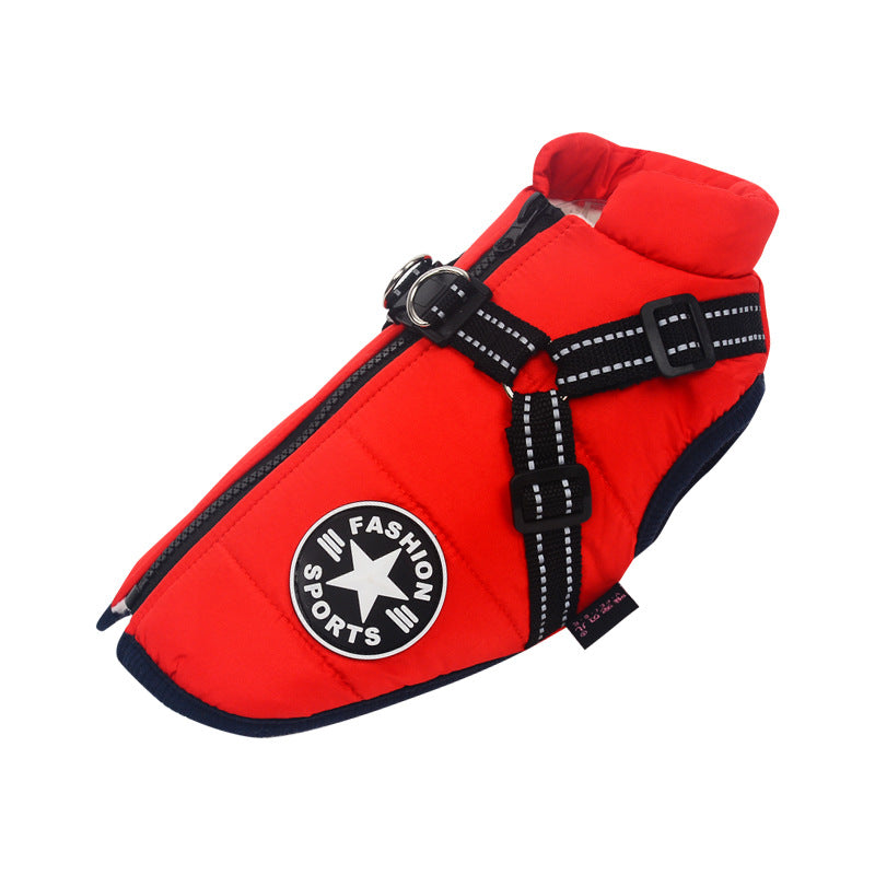 Wind- and Waterproof Jacket for Dogs with Harness