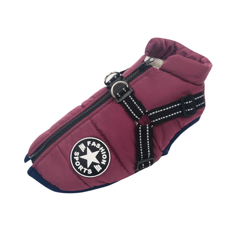 Wind- and Waterproof Jacket for Dogs with Harness