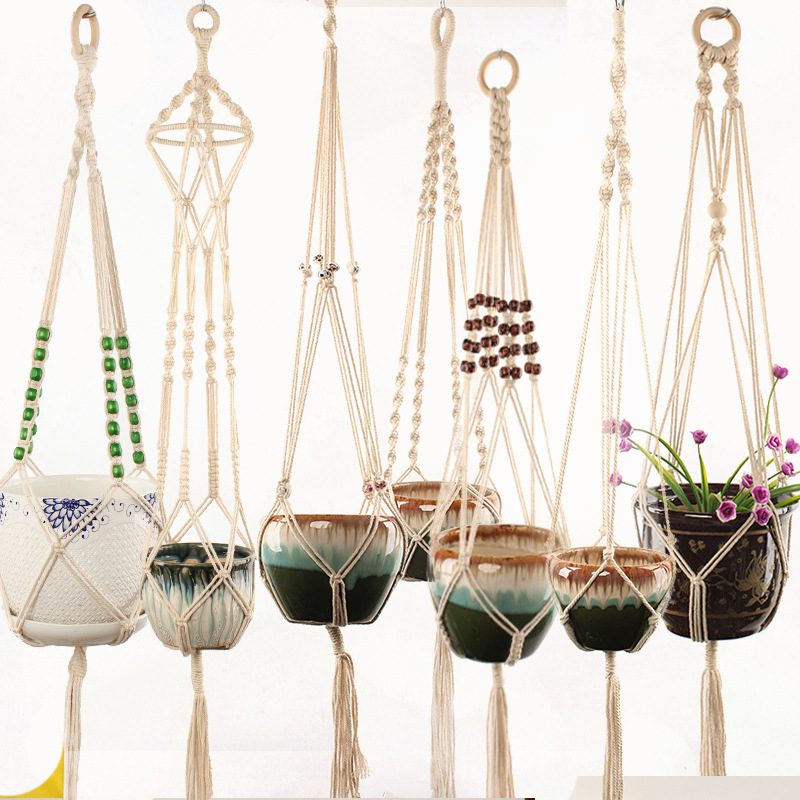Cotton Rope Macramé Plant Hanger – Stylish Pot Suspension for Indoor and Outdoor Use