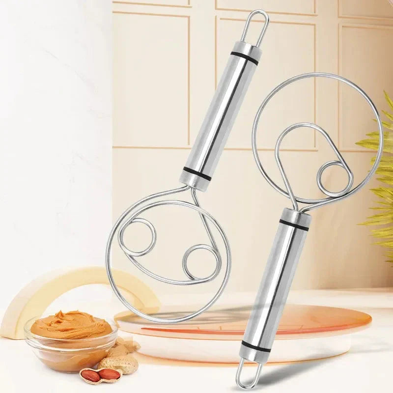 Heavy-Duty Stainless Steel Dough Whisk - Ergonomic Design for Effortless Mixing and Baking