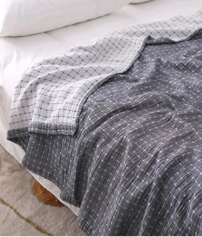 Cozy Cotton Checkered Blanket - Soft And Comfortable For Everyday Use