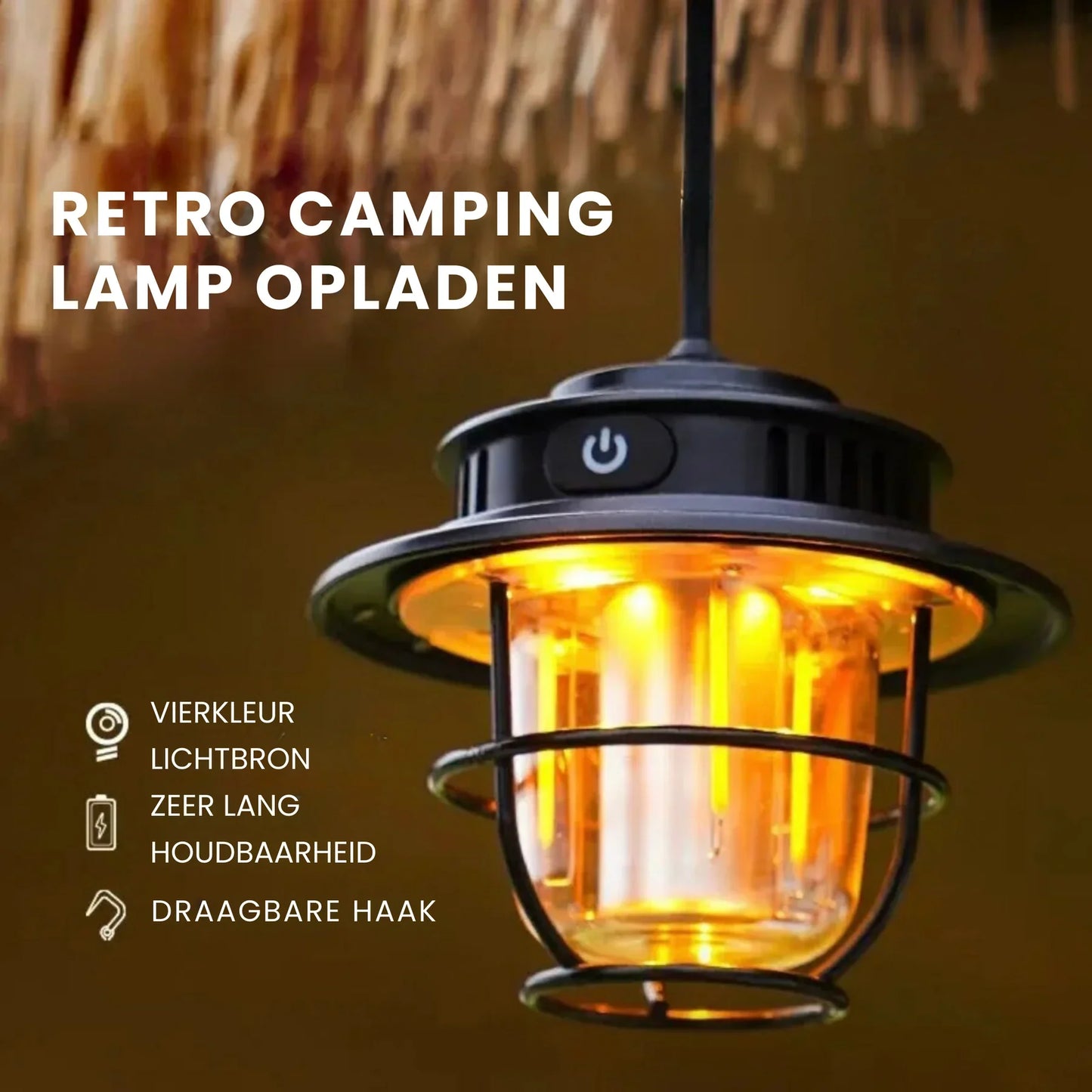 Rechargeable LED Camping Lamp with Hanging Hook