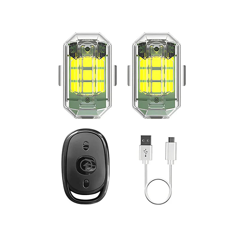 Rechargeable Wireless LED Motorcycle Tail Light with Remote Control for Brake and Warning Signals