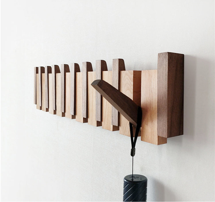 Elegant Wooden Piano Key Hook Rack
