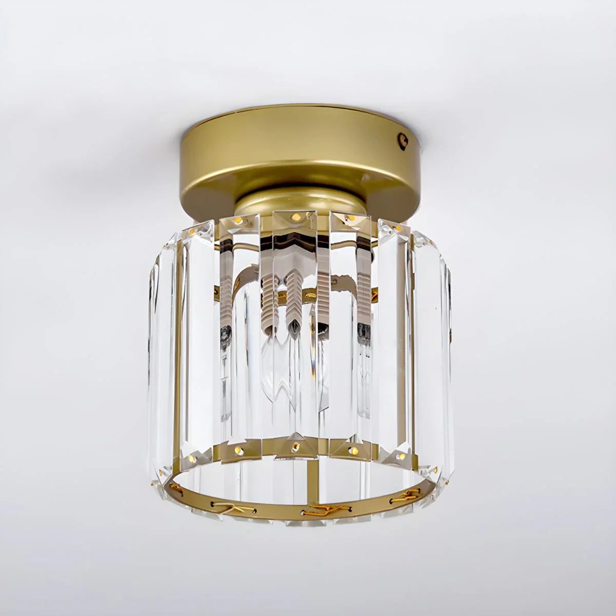 Crystal Ceiling Light with Gold and Black Accents – Contemporary Home Lighting Fixture