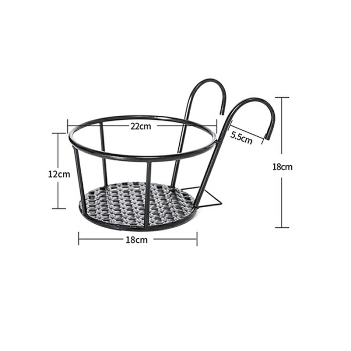 Hanging Metal Planter Basket – Garden & Terrace Pot with Hook for Outdoor Display