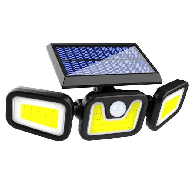 LED Solar Floodlight with Motion Sensor – 3-Spot Outdoor Lighting for Garden, Yard, and Garage