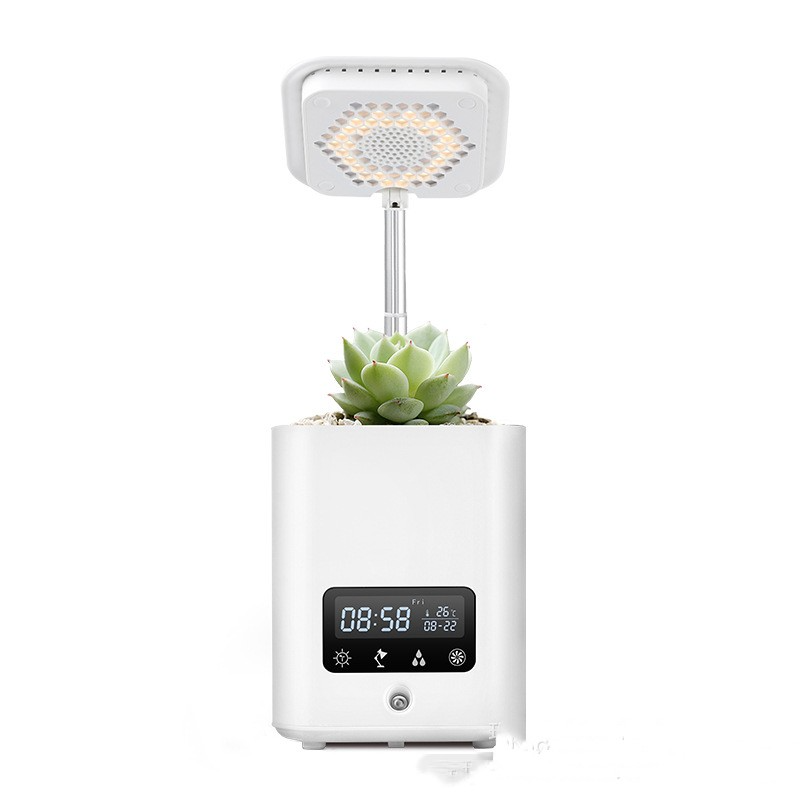All-in-One Smart Hydroponic Planter with Desk Lamp, Diffuser, and Calendar – Multifunctional Indoor Plant Pot