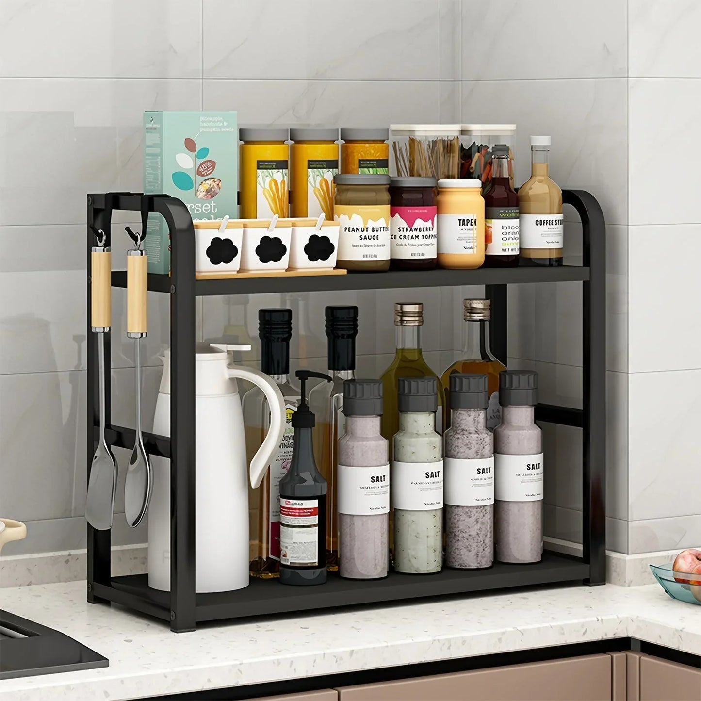 Stainless Steel & Wood Kitchen Storage Rack