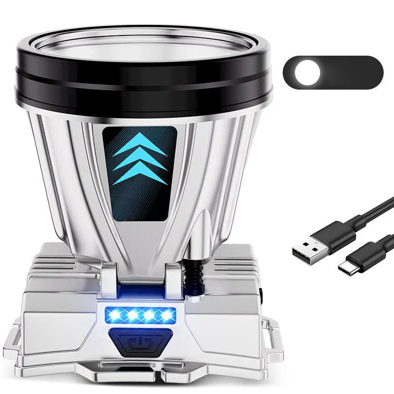 Ultra-Bright Wide-Beam LED Headlamp with USB Charging and Power Bank Feature