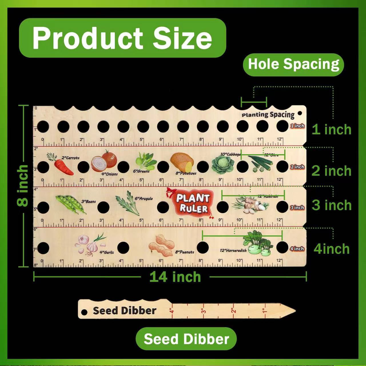 Garden Planting Guide Ruler – Wooden Seed Depth & Spacing Tool for Accurate Planting
