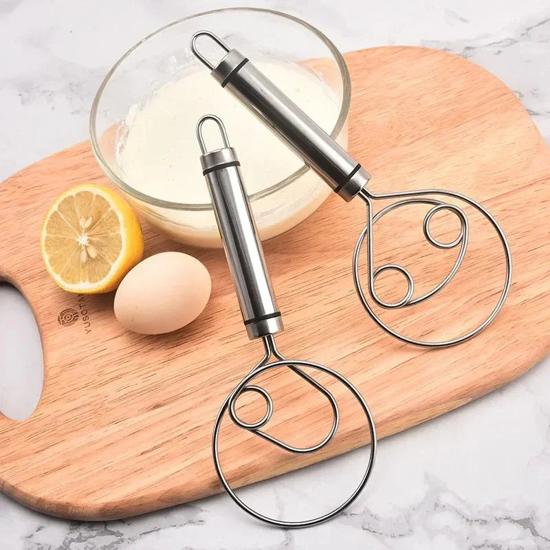 Heavy-Duty Stainless Steel Dough Whisk - Ergonomic Design for Effortless Mixing and Baking