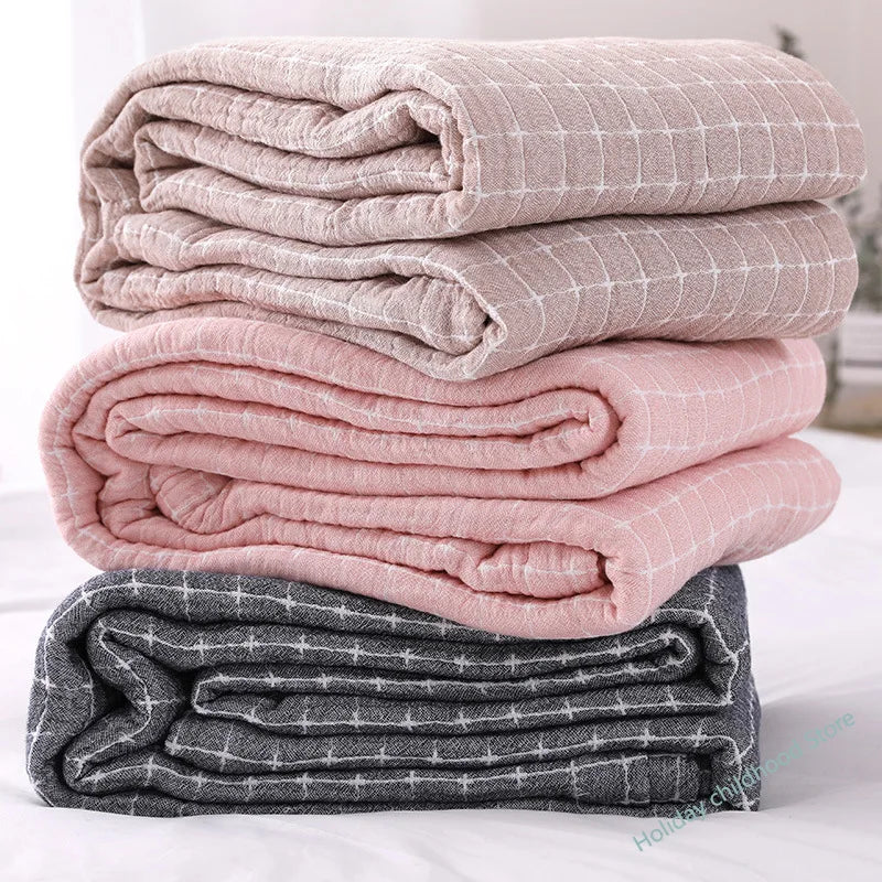 Cozy Cotton Checkered Blanket - Soft And Comfortable For Everyday Use