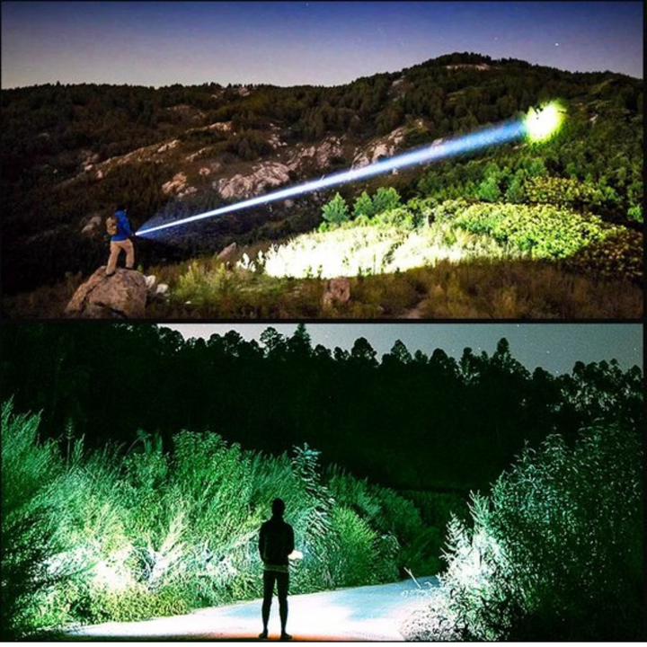 High-Performance LED Flashlight with Power Display – Rechargeable Torch with Glass Breaker & USB-C Charging