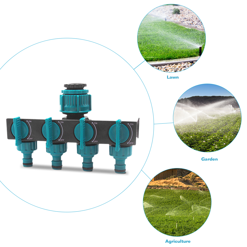 Universal 4-Way Garden Hose Splitter – Adjustable Water Tap Distributor for Multiple Hoses