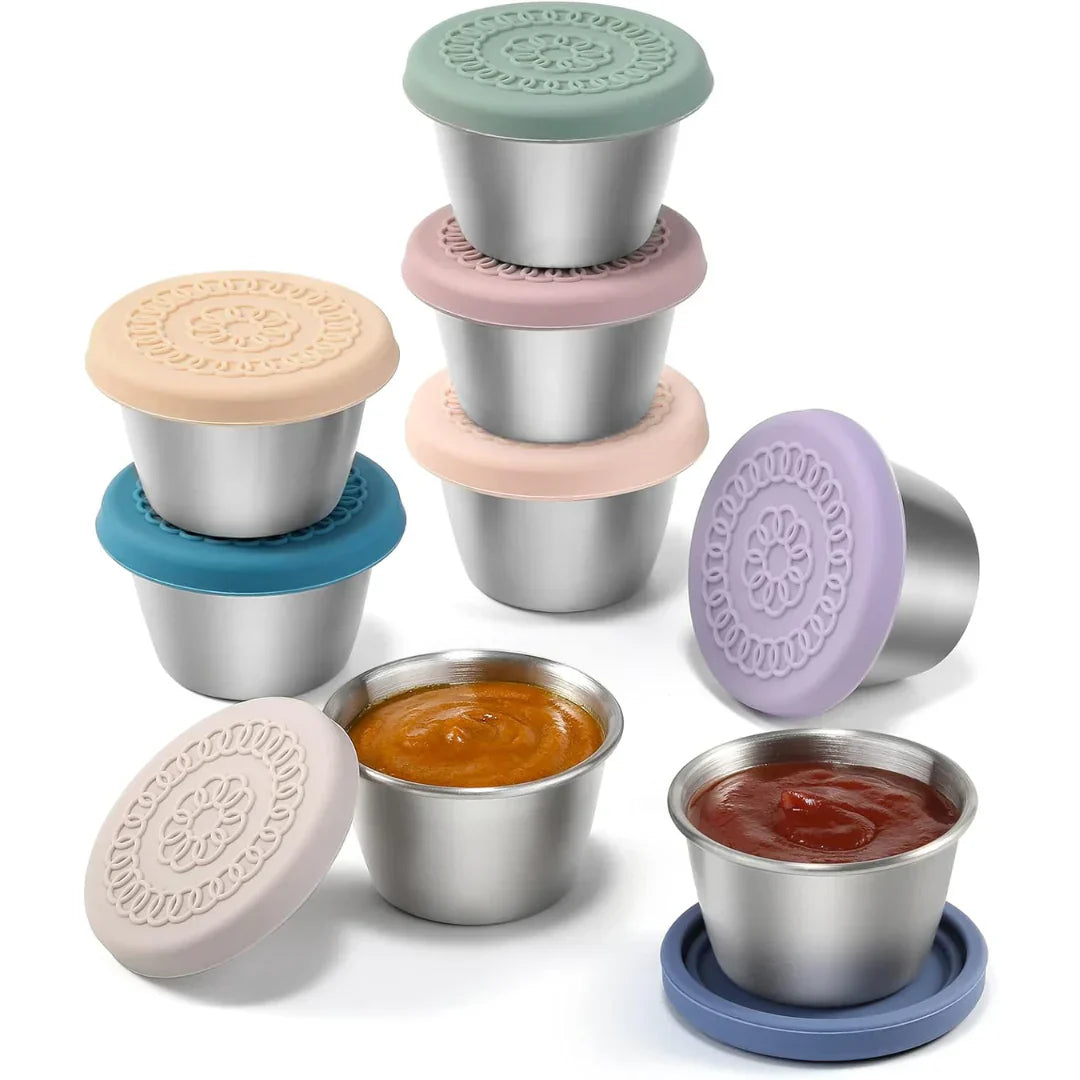 Airtight Stainless Steel Sauce Jars (Set of 6)