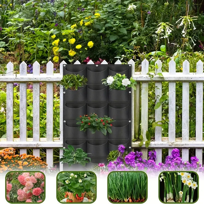 Wall-Mounted Felt Garden Planter – 3D Non-Woven Vertical Hanging Plant Bag