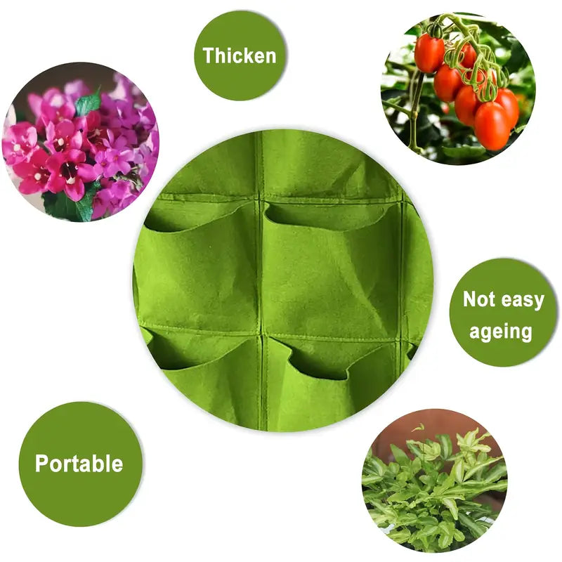 Wall-Mounted Felt Garden Planter – 3D Non-Woven Vertical Hanging Plant Bag