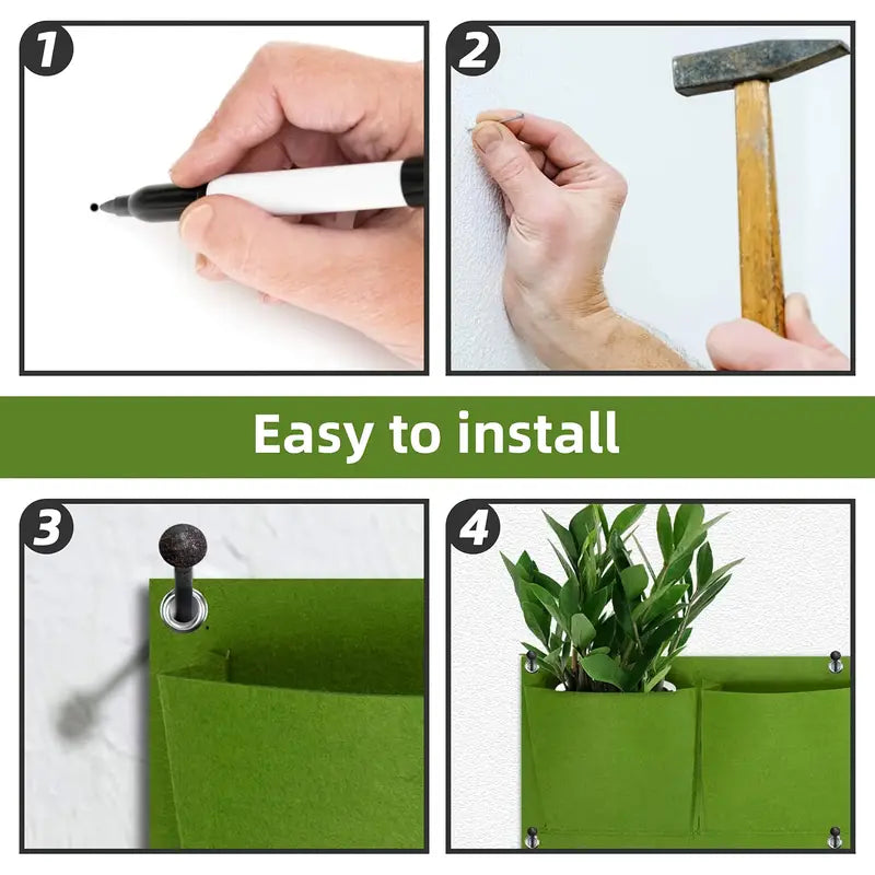 Wall-Mounted Felt Garden Planter – 3D Non-Woven Vertical Hanging Plant Bag