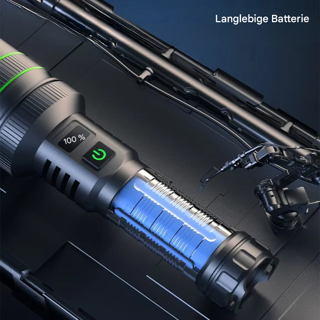 High-Powered LED Torch with Zoomable Feature and Power Bank Function for Outdoor Activities