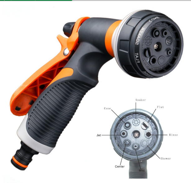 9-Pattern Garden Hose Nozzle – Adjustable Spray Gun for Efficient Watering