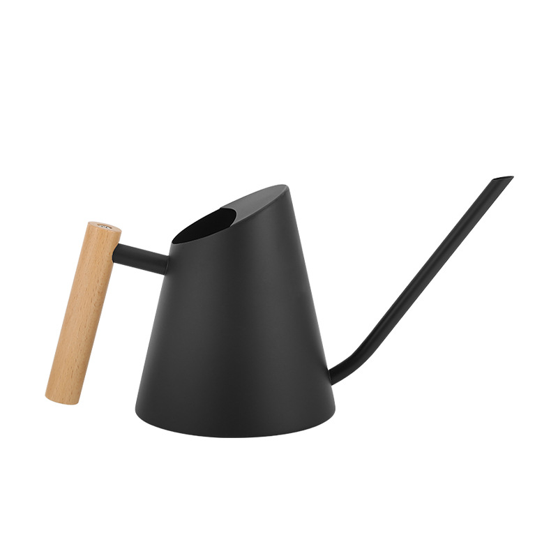 Contemporary Watering Can with Wooden Handle - Elegant Plant Watering Tool for the Garden