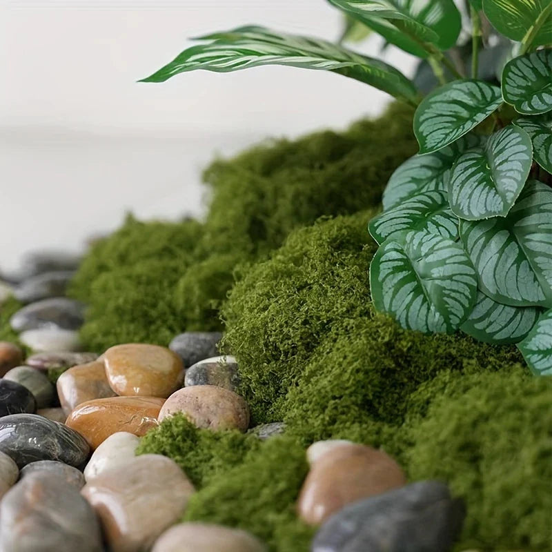 Decorative Artificial Moss with Flowers - Faux Moss for Landscaping and Floristry
