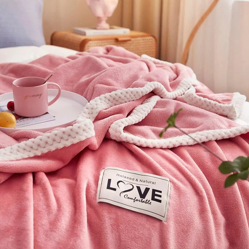 Soft Flannel Fleece Blanket – Cozy Pink Throw