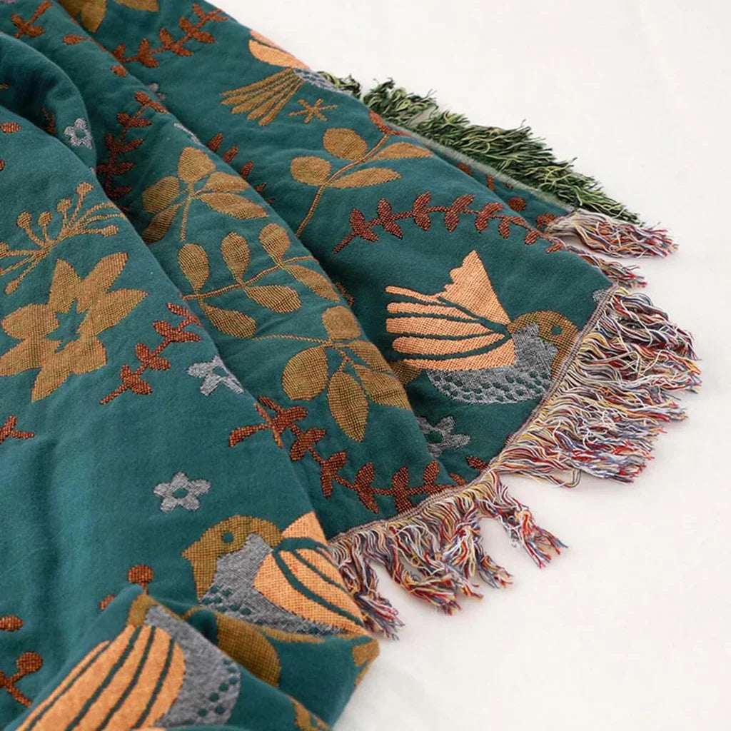 Reversible Nordic-Inspired Bird Pattern Blanket