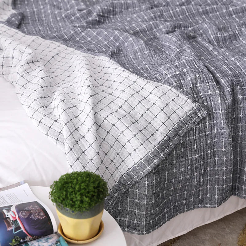 Cozy Cotton Checkered Blanket - Soft And Comfortable For Everyday Use