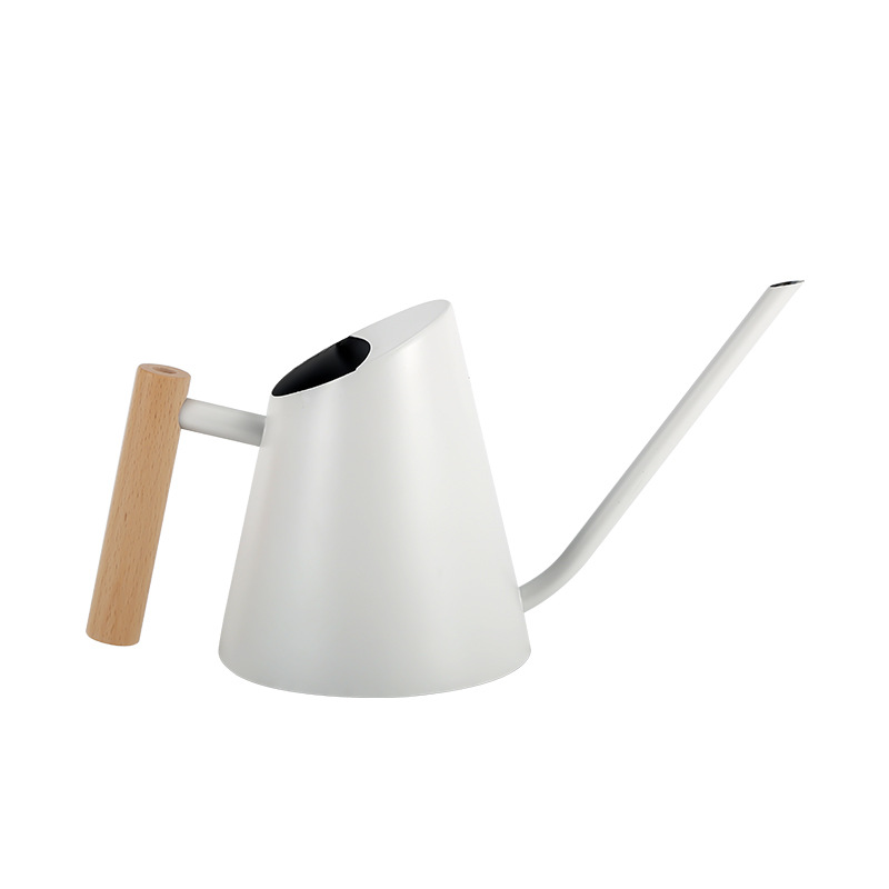 Contemporary Watering Can with Wooden Handle - Elegant Plant Watering Tool for the Garden