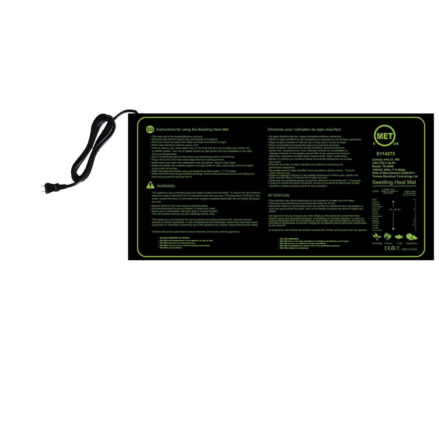 Plant Seedling Heat Mat - Temperature Regulator for Faster Germination and Growth