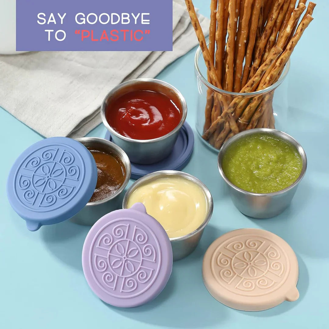 Airtight Stainless Steel Sauce Jars (Set of 6)