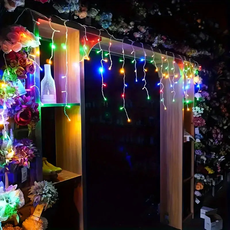 LED Starry Sky Icicle Lights – Decorative Fairy Light Curtains for Christmas and Outdoor Spaces