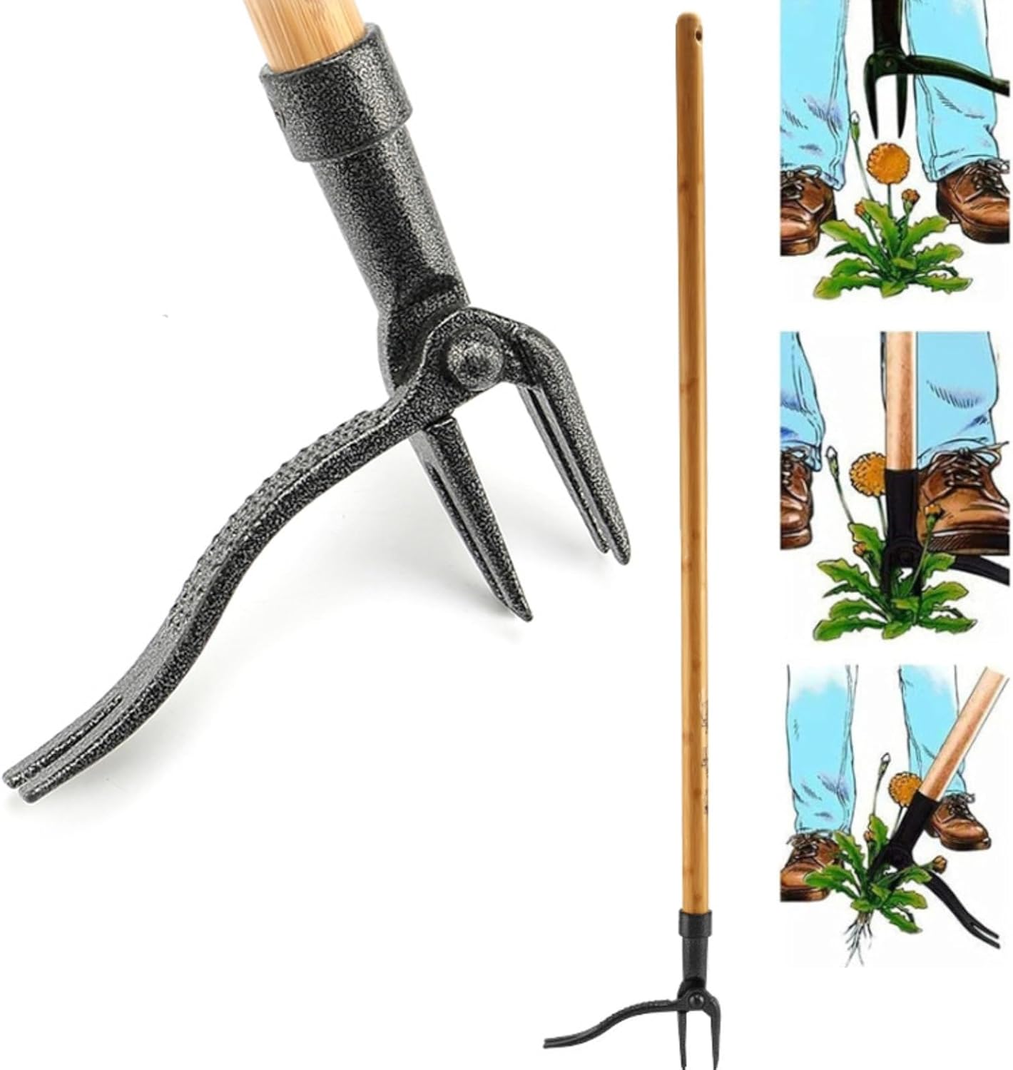 4-Claw Weed Puller - Durable Iron Garden Tool for Efficient Root Removal