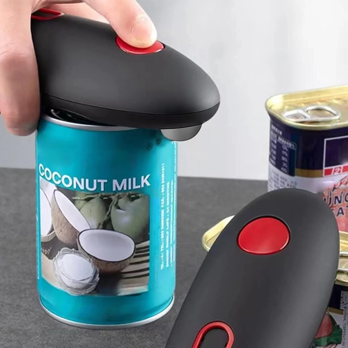 Electric Can Opener with Easy Grip Handle and One-Touch Operation