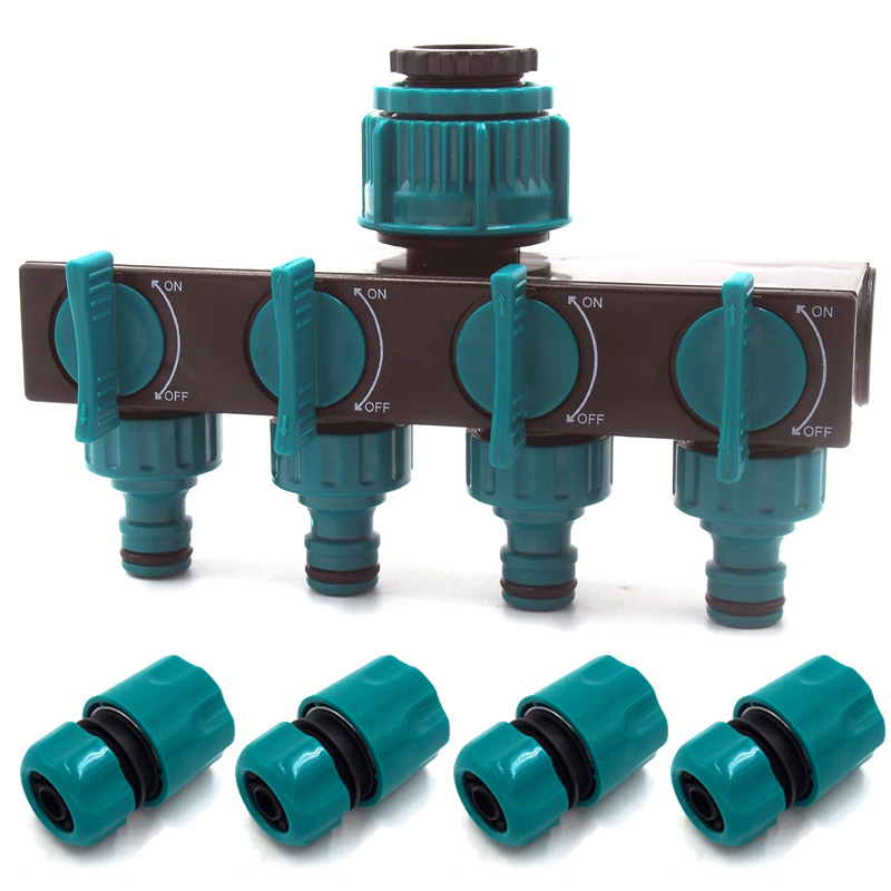 Universal 4-Way Garden Hose Splitter – Adjustable Water Tap Distributor for Multiple Hoses