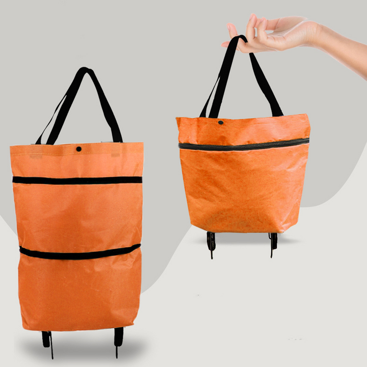 2-in-1 Foldable Shopping Bag with Wheels for Easy Carrying and Storage