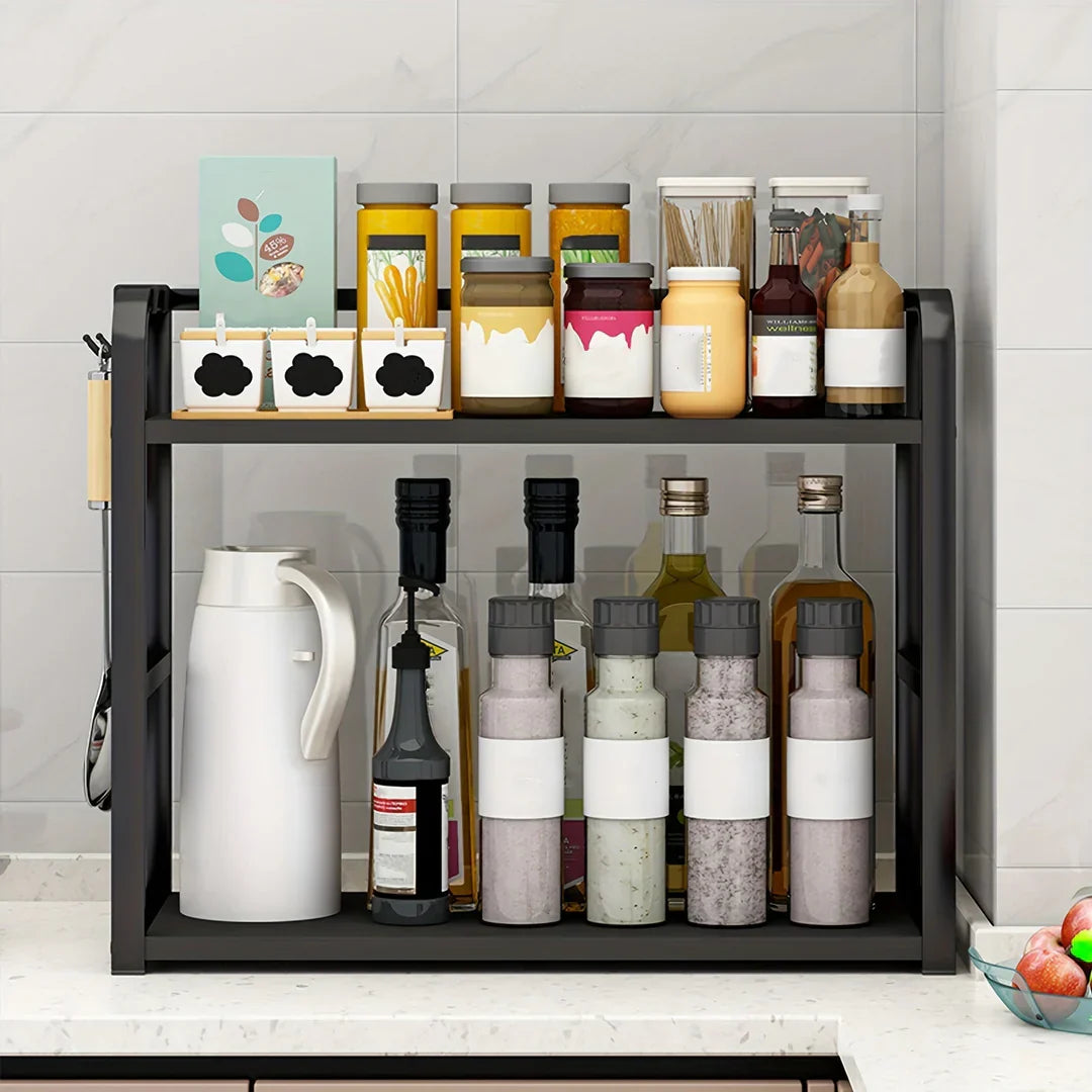 Stainless Steel & Wood Kitchen Storage Rack