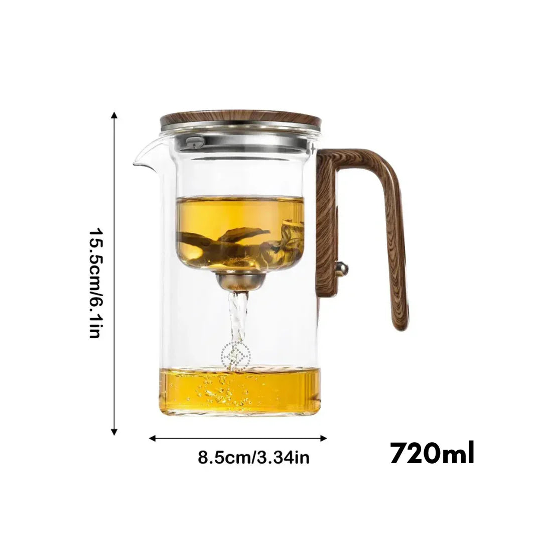 Premium Glass Teapot with Wooden Handle - Elegant Transparent Teapot for Perfect Tea Brewing