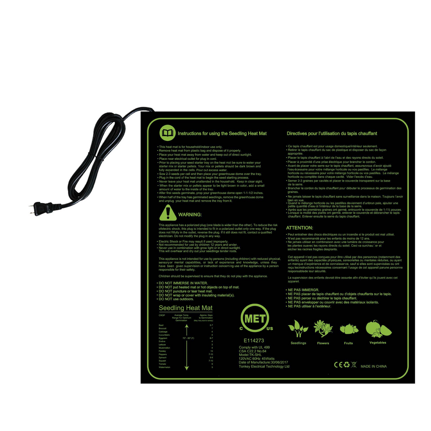 Plant Seedling Heat Mat - Temperature Regulator for Faster Germination and Growth