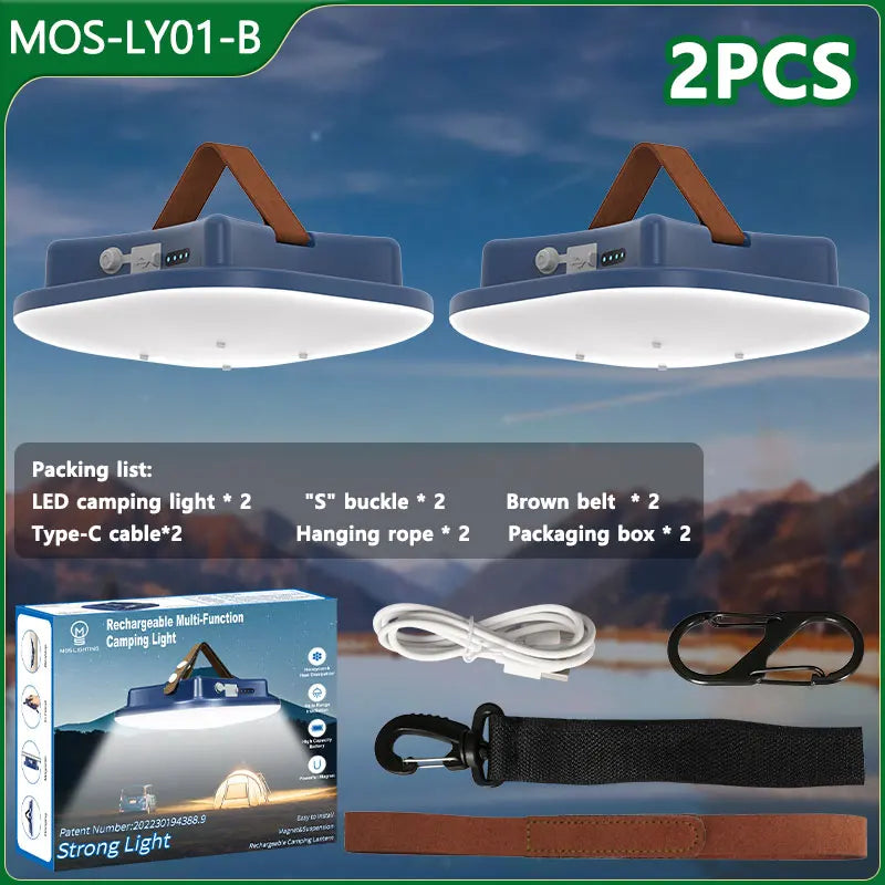 80W LED Solar-Powered Rechargeable Camping Lamp With Magnet And Zoom Feature