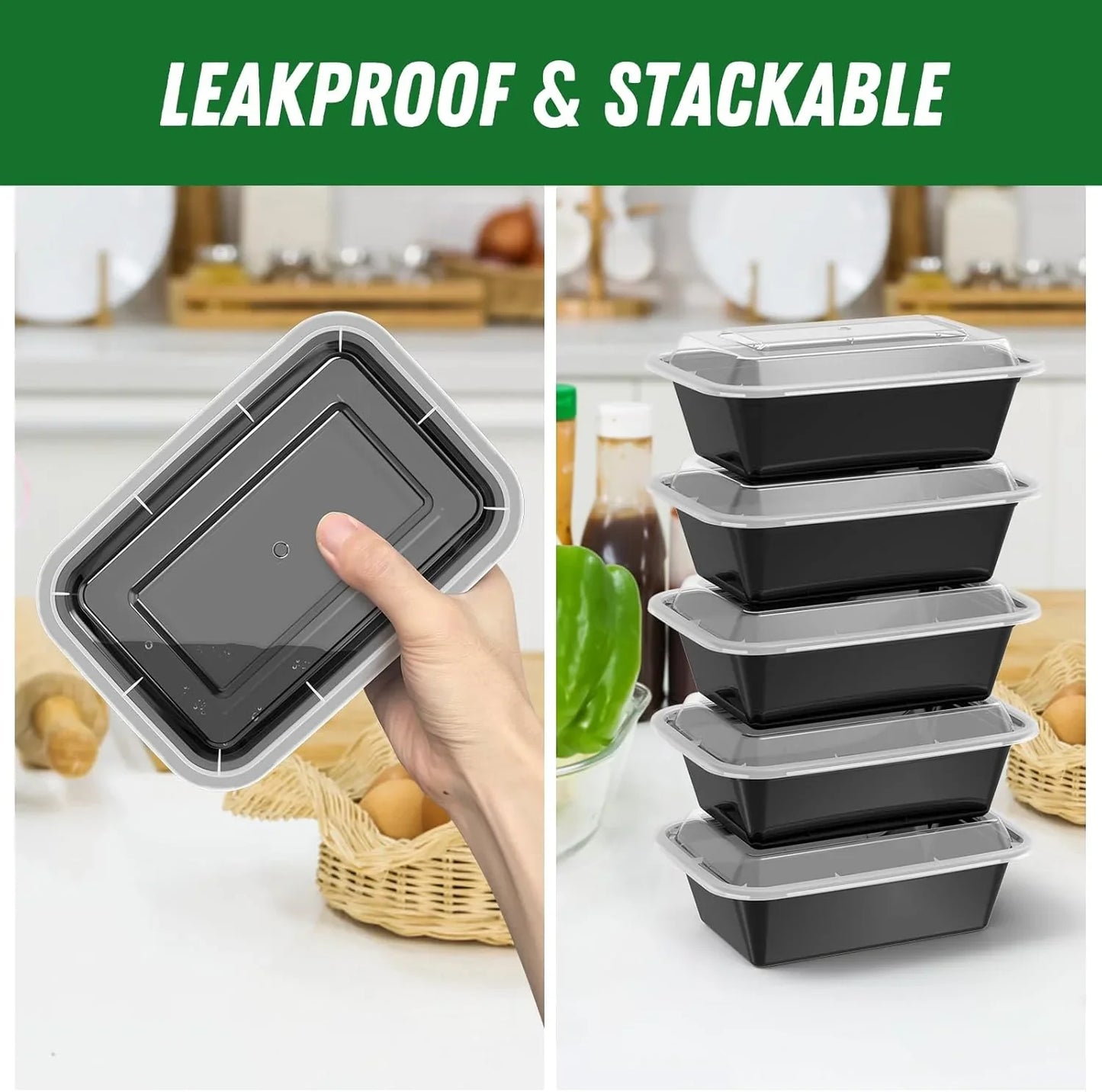 50-Piece Food Storage Containers Set with Lids – Ideal for Meal Prep and Organization